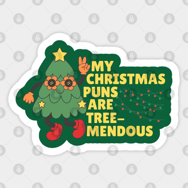 Groovy Tree-Mendous Christmas Pun Sticker by The WYLD Tribe